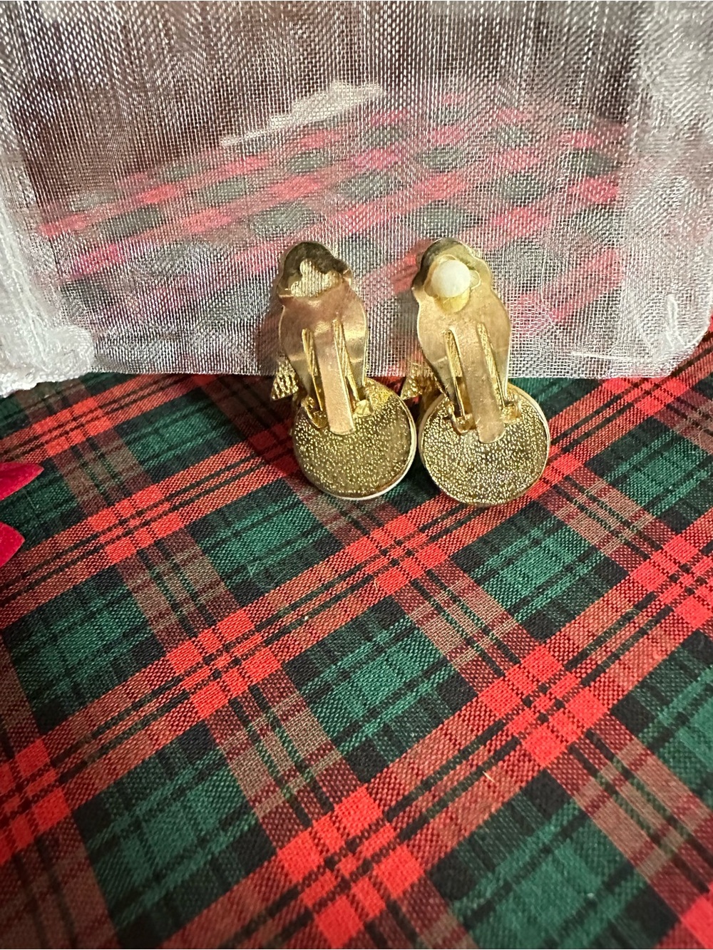 Vintage Faux Pearl Snowman Clip Earrings Gold Tone - Picture 3 of 6